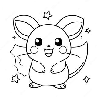 Cute Na Raichu Na May Mga Kislap Na Pahina Ng Kulay 49983-10933