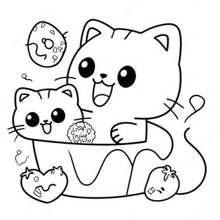 Chococat Na Naglalaro Kasama Ang Mga Kaibigan Na Pahina Ng Kulay 51003-11155