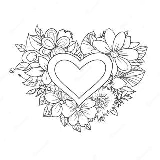 Makulay Na Puso Na May Mga Bulaklak Na Pahina Ng Kulay 5189-2394