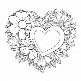 Makulay Na Puso Na May Mga Bulaklak Na Pahina Ng Kulay 5189-2396