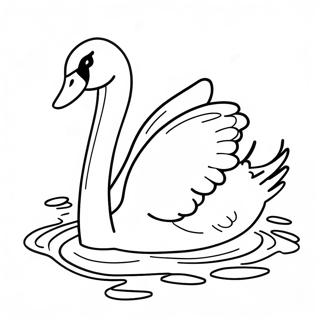 Eleganteng Swan Na Lumalangoy Na Pahina Ng Kulay 54802-11992