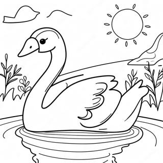 Mahalagang Swan Sa Isang Lawa Na Pahina Ng Kulay 54805-12001