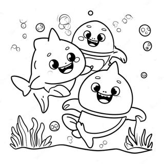 Pinkfong Cute Na Pamilya Ng Shark Na Pahina Ng Kulay 55073-12054