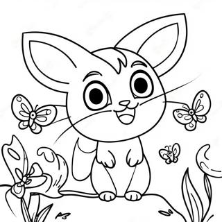 Espeon Na Naglalaro Sa Mga Paruparo Na Pahina Ng Kulay 55635-12188