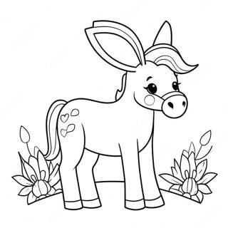 Pahina Ng Kulay Ng Cute Na Donkey Na May Mga Bulaklak 56181-12290