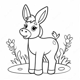 Pahina Ng Kulay Ng Cute Na Donkey Na May Mga Bulaklak 56181-12292