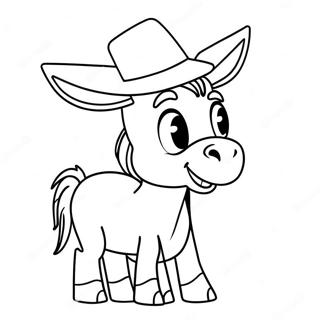 Pahina Ng Kulay Ng Cartoon Donkey Na May Sombrero 56183-12297
