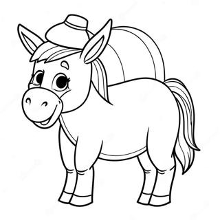 Pahina Ng Kulay Ng Cartoon Donkey Na May Sombrero 56183-12299