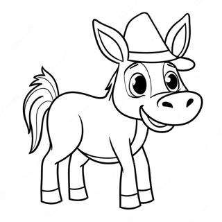 Pahina Ng Kulay Ng Cartoon Donkey Na May Sombrero 56183-12300