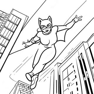 Catwoman Na Tumatalon Mula Sa Isang Gusali Na Pahina Ng Kulay 56550-12378