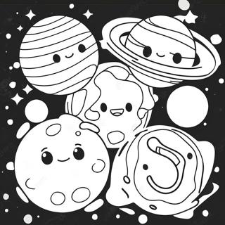 Cute Na Cartoon Solar System Na Pahina Ng Kulay 5812-1947