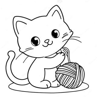 Pahina Ng Kulay Ng Cute Na Kuting Na Naglalaro Ng Sinulid 59773-13091