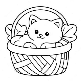Pahina Ng Kulay Ng Malambot Na Kuting Na Natutulog Sa Basket 59774-13094