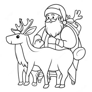 Santa Kasama Ang Mga Reindeer Na Pahina Ng Kulay 59855-13113