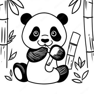 Cute Na Panda Na Kumakain Ng Bamboo Na Pahina Ng Kulay 60042-13151