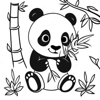 Cute Na Panda Na Kumakain Ng Bamboo Na Pahina Ng Kulay 60042-13152