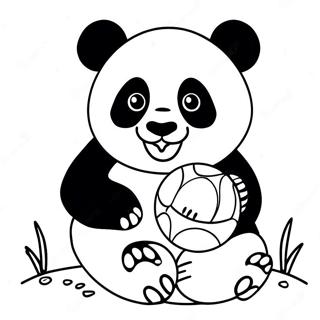 Masayang Panda Na Naglalaro Ng Bola Na Pahina Ng Kulay 60045 13162