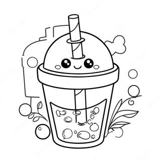 Cute Na Boba Tea Cup Na Pahina Ng Kulay 6086-703