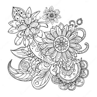 Makulay Na Zentangle Flower Na Pahina Ng Kulay 61957-13649