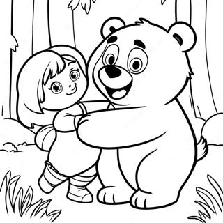 Masha At Ang Bear Na Naglalaro Sa Gubat Na Pahina Ng Kulay 63159-13966