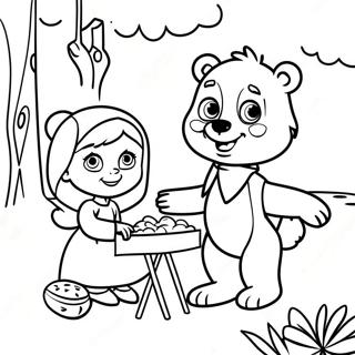 Masha At Ang Bear Sa Picnic Na Pahina Ng Kulay 63162-13977
