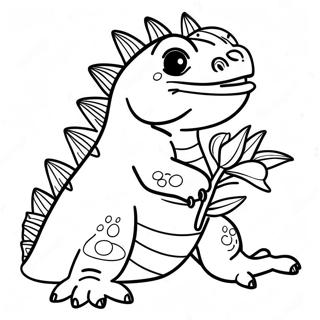 Masayang Iguana Na May Bulaklak Pahina Ng Kulay 63700 14135