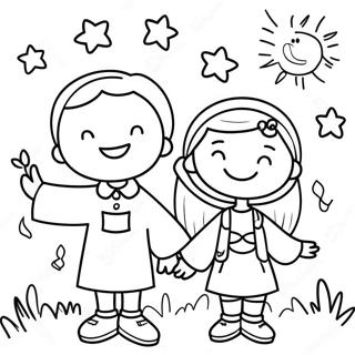 Masayang Pahina Ng Kulay Ng Mapayapang Mga Bata 64807-13958