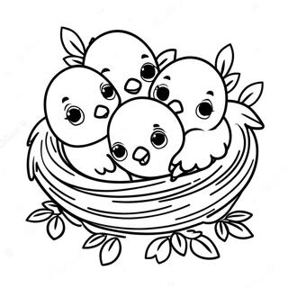 Masayang Mga Sisiw Sa Nido Na Pahina Ng Kulay 656 1550