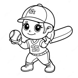 Pahina Ng Kulay Ng Cute Na Manlalaro Ng Softball 66995-14649