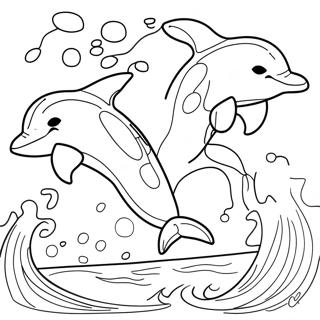 Masiglang Mga Dolphin Na Tumatalon Sa Karagatan Pahina Ng Kulay 72727-16422