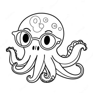 Cute Na Teenage Kraken Na May Salamin Sa Araw Pahina Ng Kulay 72750-16429