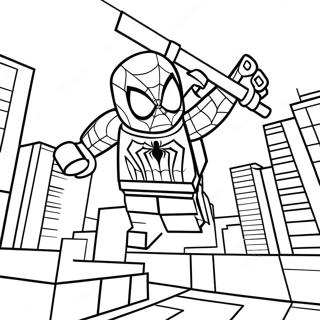 Pahina Ng Kulay Ng Lego Spiderman Na Nagsaswing Sa Lungsod 73649-17129