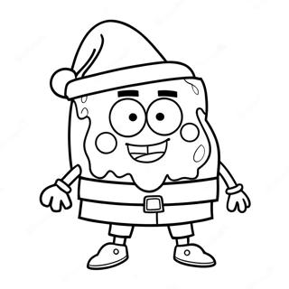 Spongebob Na May Santa Hat Pahina Ng Kulay 73933-17349