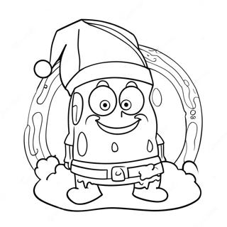 Spongebob Na May Santa Hat Pahina Ng Kulay 73933-17350