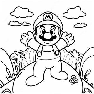 Mario Wonder Sa Isang Eksena Ng Mushroom Kingdom Pahina Ng Kulay 75345-18462