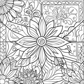 Makukulay Na Pattern Ng Floral Quilt Na Pahina Ng Kulay 75600-18649