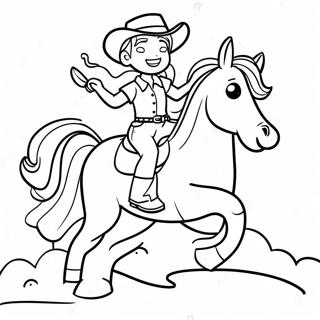 Cute Na Cowgirl Na Nakasakay Sa Kabayo Pahina Ng Kulay 76320-19210