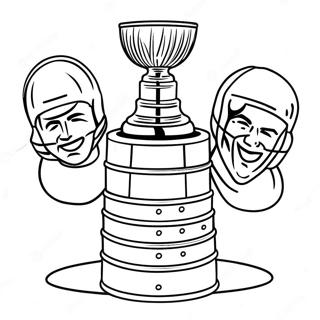 Pahina Ng Kulay Ng Stanley Cup Trophy Kasama Ang Mga Manlalaro 78610-20974