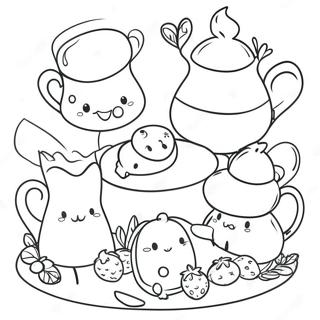 Kaakit Akit Na Tea Party Kasama Ang Mga Hayop Na Pahina Ng Kulay 79796-21882