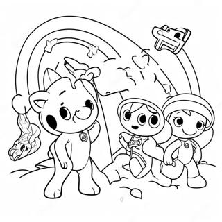 Cute Na Rainbow Rangers Kasama Ang Mga Hayop Na Pahina Ng Kulay 80287 22265