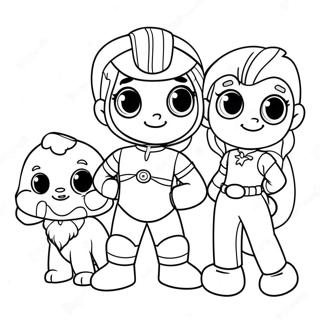 Cute Na Rainbow Rangers Kasama Ang Mga Hayop Na Pahina Ng Kulay 80287 22266