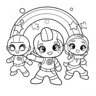 Cute Na Rainbow Rangers Kasama Ang Mga Hayop Na Pahina Ng Kulay 80287 22268
