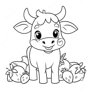 Cute Strawberry Cow Mga Pahina Ng Kulay