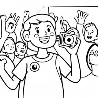 Excited Na Cameraman Sa Isang Konsiyerto Na Pahina Ng Kulay Mga Pahina Ng Kulay
