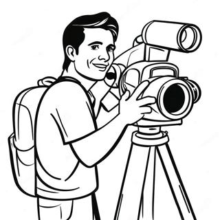 Cameraman Na May Malaking Kamera Na Pahina Ng Kulay Mga Pahina Ng Kulay
