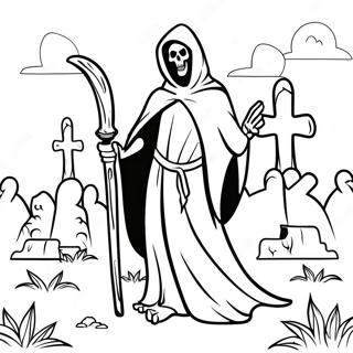 Grim Reaper Sa Isang Libingan Na Pahina Ng Kulay 81855-23485
