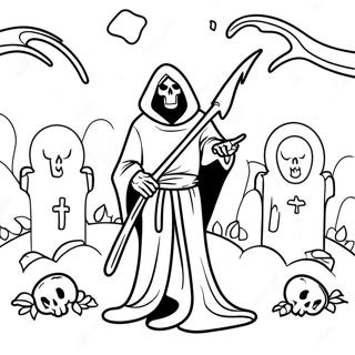 Grim Reaper Sa Isang Libingan Na Pahina Ng Kulay 81855-23488