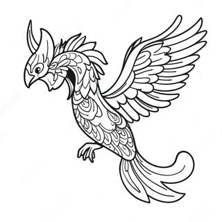 Makulay Na Phoenix Sa Paglipad Na Pahina Ng Kulay Mga Pahina Ng Kulay