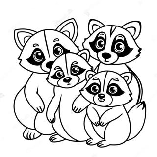 Kaakit Akit Na Pamilya Ng Raccoon Na Pahina Ng Kulay 84265-25395