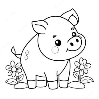 Cute Na Baboy Na May Mga Bulaklak Pahina Ng Kulay 86336-27089